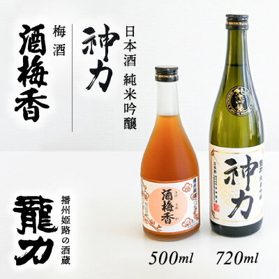 H-65[播州姫路の酒蔵・龍力]日本酒 純米吟醸『神力』720ml+梅酒『酒梅香』500ml