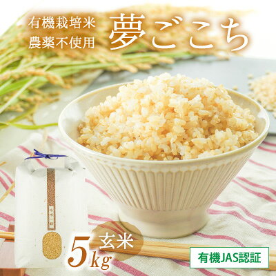 令和8年産 新米 【10月以降順次発送】 【有機JAS認証】清流揖保川の水と自然が育んだ「有機栽培米・農薬不使用夢ごこち(5kg)」 T-25