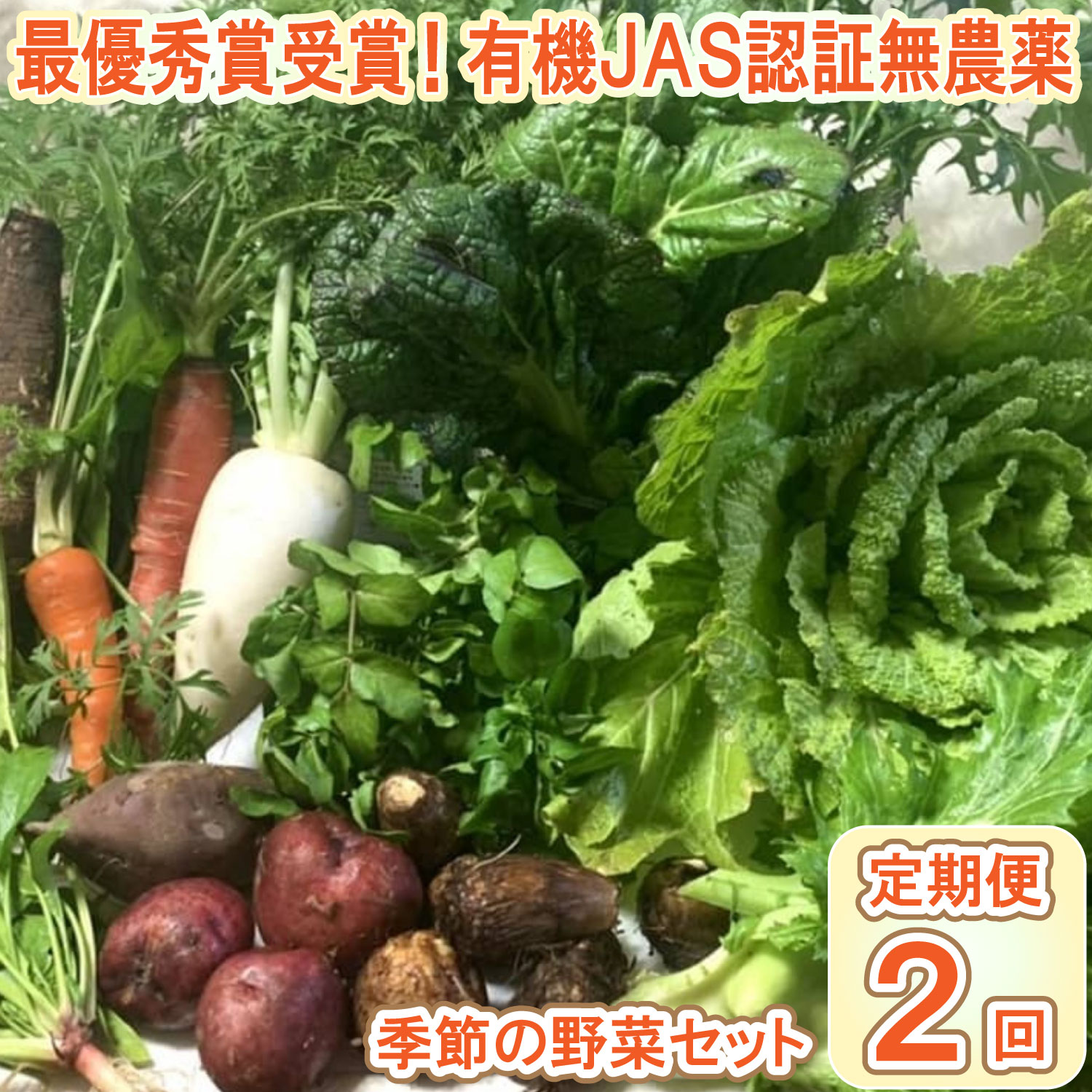 [最優秀賞受賞!甘味&栄養]有機JAS認証の無農薬、チヨちゃんの野菜2ヶ月定期[953]