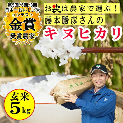 【令和元年産新米】稲美金賞農家 藤本勝彦さんのキヌヒカリ玄米5kg 【お米・玄米】 お届け:2019年9月末頃より発送開始