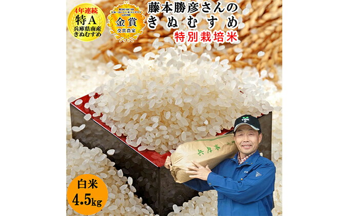 【ふるさと納税】【令和3年産特別栽培米/ひょうご安心ブランド】藤本勝彦さんのきぬむすめ白米4.5kg 日本一おいしい米コンテストin庄内町金賞3回受賞農家　【きぬむすめ・お米・米】　お届け：2021年10月上旬以降順次発送開始
