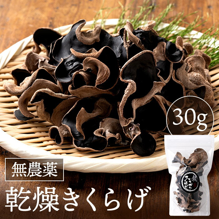 【ふるさと納税】無農薬 きくらげ（乾燥）30g / 国産 キクラゲ 木耳 常温保存 食物繊維 野菜 健康 きのこ キノコ 鉄分 市川町産 兵庫県産 003HS01N.のサムネイル
