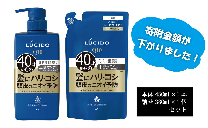 【ふるさと納税】 マンダム ルシード 薬用 ヘア ＆ スカルプ コンディショナー (本体1個＋詰替用1個)MA-20[ LUCIDO 頭皮ケア 臭いケア 男性化粧品 おしゃれ 日用品 ]　【美容・薬用ヘア・スカルプコンディショナー・コンディショナー・ニオイケア・詰め替え用】