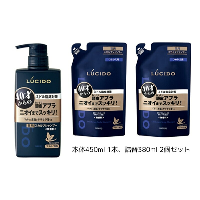 ルシード 薬用スカルプデオシャンプー(本体1個+詰替用2個) [ 日用品 香りでごまかさない 40才から ニオイケア 洗浄 防臭 頭皮ケア 清潔 うるおい ]