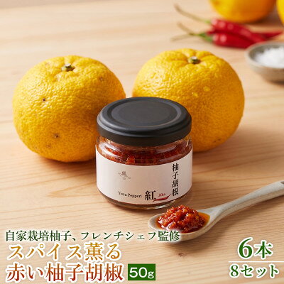 【ふるさと納税】【香りと辛みで料理に深みを】スパイス薫る赤い柚子胡椒(瓶)50g ×6本 8セット【1736711】