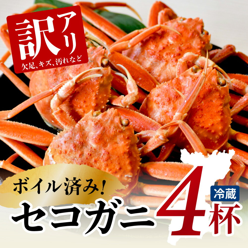 【ふるさと納税】訳あり カニ ボイル セコガニ 浜茹で 4杯 送料無料 蟹 海鮮 かに 松葉がに 脚 不揃い 蟹爪 かにすき カニ鍋 かに鍋 ギフト 鍋 かにみそ ゆで蟹 セイコガニ 香箱ガニ せこがに コッペガニ 姿 規格外 （欠足 傷 汚れなど）19-10【11月中旬以降発送予定】