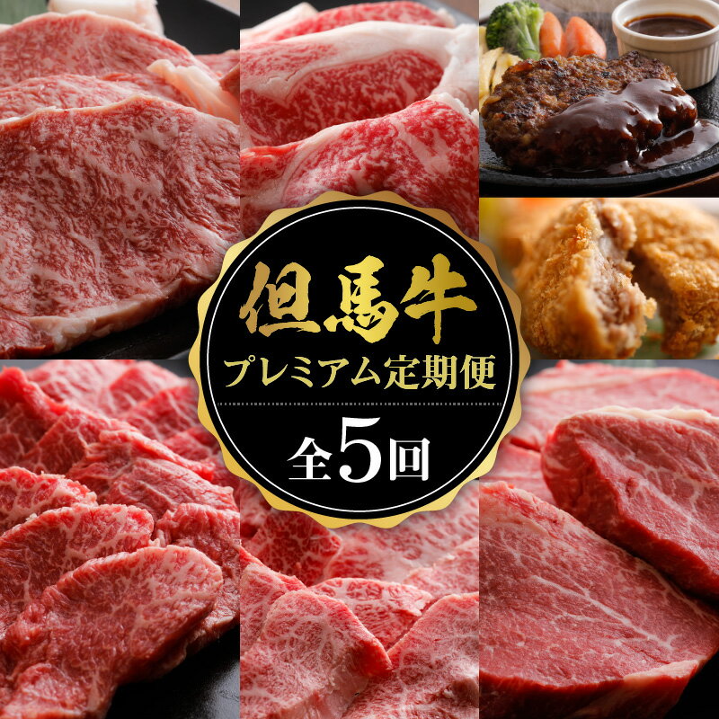 A4ランク以上 但馬牛 肉 プレミアム 定期便 5ヶ月 ステーキ 切落し 焼肉 スライス 全5回 定期便 合計3.1kg以上 ハンバーグ コロッケ サーロインステーキ 赤身 ヒレステーキ 牛肉 牛 定期 焼き肉 にく お肉 国産 和牛 黒毛和牛 計5回 美味しい 冷凍 02-30