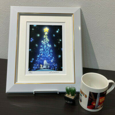 【ふるさと納税】インチ版画「クリスマスミュージックツリー」 奈良市 有限会社SOCKS なら F-62