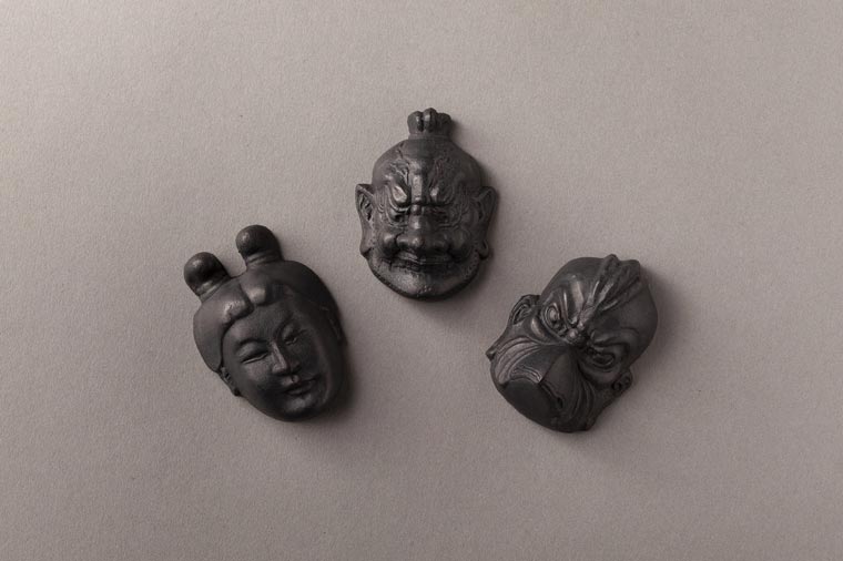 【ふるさと納税】 『奈良墨』 香り墨Asuka 伎楽面 3種セット 奈良市 錦光園 なら