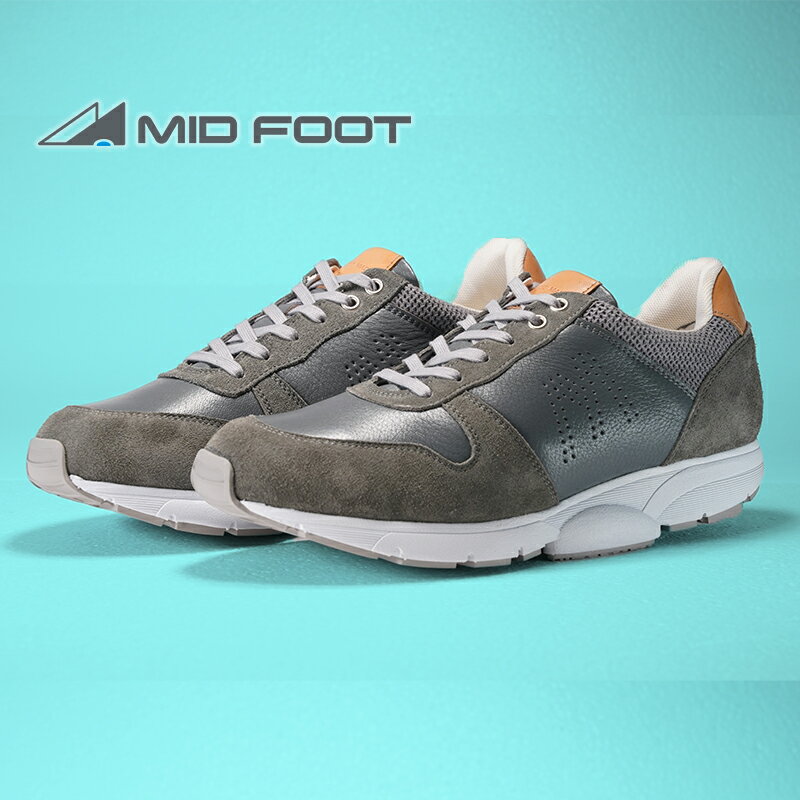 MIDFOOT ( ミッドフッド ) 紳士靴 レザースニーカー MF001JM ( グレー ) 4E [ ファッション 靴 シューズ スニーカー メンズ お洒落 レザーシューズ エコレザー 快適 履き心地 ]