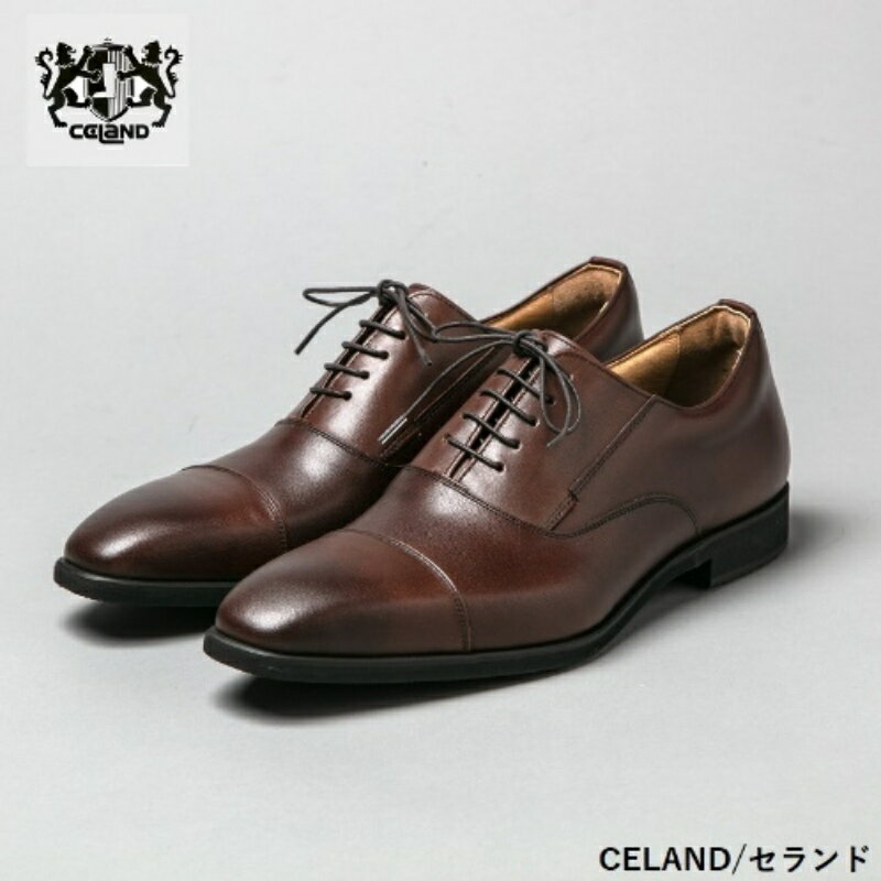 【ふるさと納税】CELAND 牛革ラクチン軽量ビジネスシューズ 紐タイプ 紳士靴 (ストレートチップ）ダークブラウン CE1201　【 ファッション 男性 メンズ 靴 シューズ 牛革 ビジネス 軽量 】