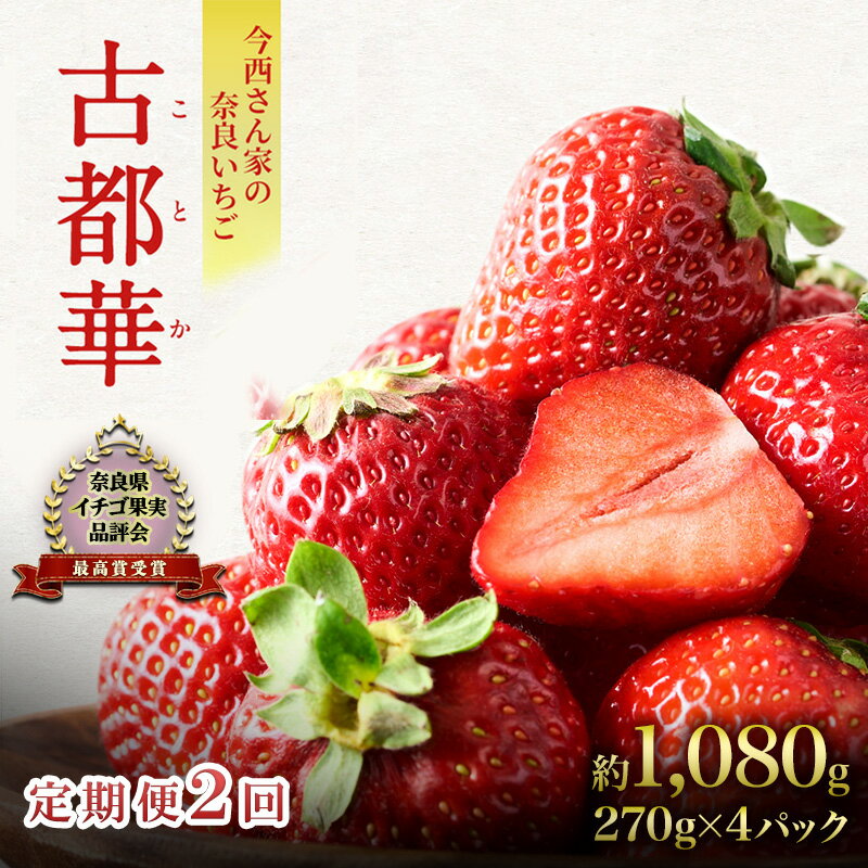 [先行予約][定期便 2回]今西さん家の奈良いちご いちご 古都華 約1,080g(270g×4パック ) お届け:2026年1月上旬〜4月中旬まで