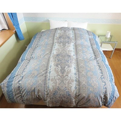 抜群のあたたかさ 上質羽毛掛け布団 (ホワイトダックダウン90% 1.9kg) ダブル(青柄)【1105257】