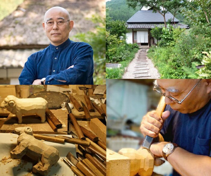 【ふるさと納税】奈良一刀彫　花鹿「座」天平／鹿 しか 置物 インテリア 一刀彫 奈良 桜井市 伝統 工芸 高橋勇二