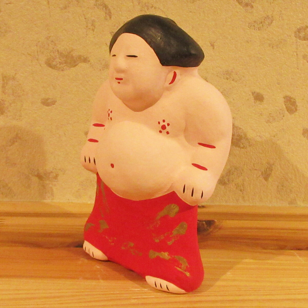 【ふるさと納税】＜長谷寺詣で人気の土産品＞ 出雲人形(力士 化粧まわしの色 赤)／奈良県 お土産 手作り 伝統工芸 インテリア 置物 置き物 出雲人形 水野佳珠