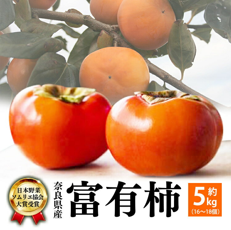 【ふるさと納税】先行予約 富有柿 5kg （ 16〜18個 ） 日本野菜ソムリエ協会大賞受賞品 柿 カキ かき フルーツ 果物 くだもの 奈良県 五條市 ※ 11月中旬 発送