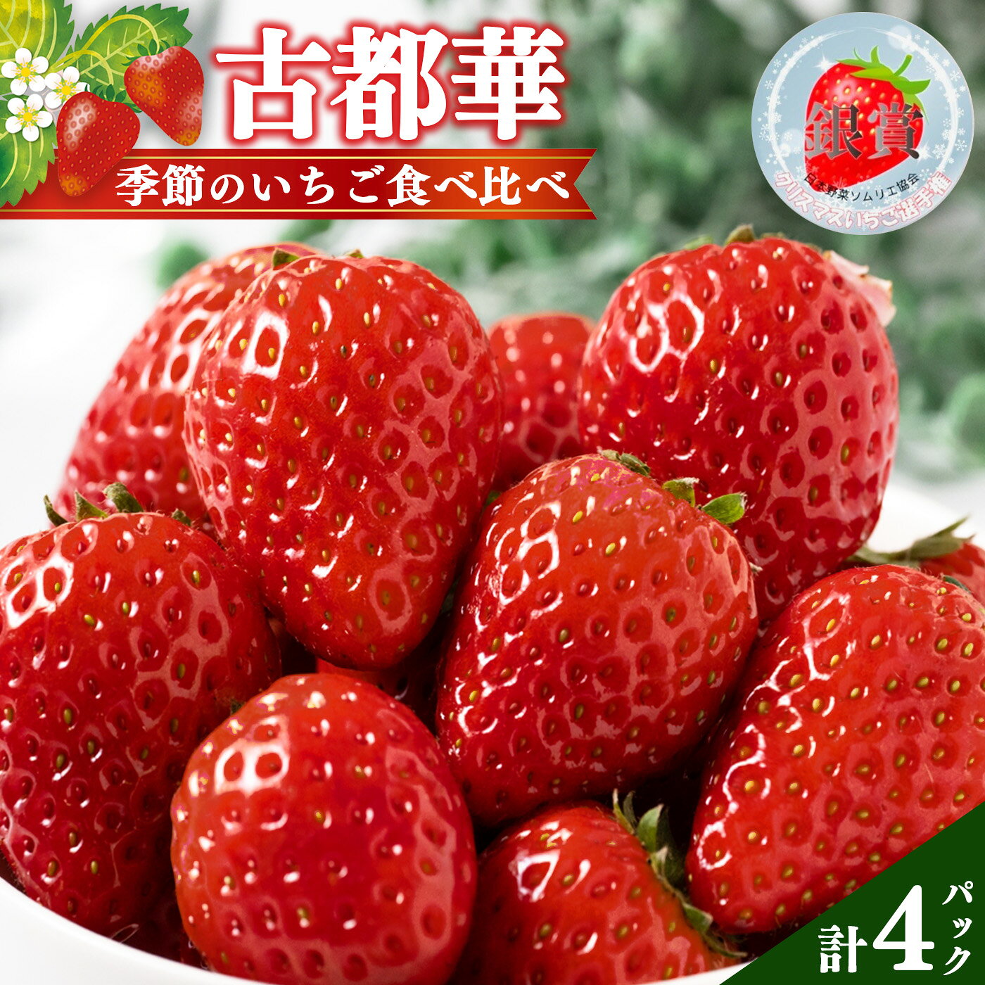 いちご 奈良県五條市産「 古都華 」＆「 季節の いちご 」 食べ比べ セット （2パックずつ） 計4パック | フルーツ くだもの 果物 いちご イチゴ ことか コトカ 古都華 奈良県 五條市