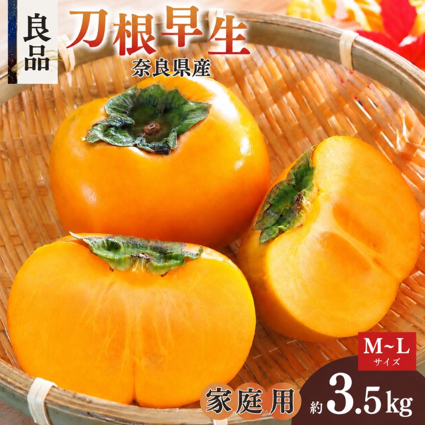 たねなし刀根早生 家庭用 良品 3.5キロ ダンボール箱入り M~L 16~20玉 | フルーツ くだもの 果物 柿 かき カキ 贈答用 奈良県 五條市 坂口農園