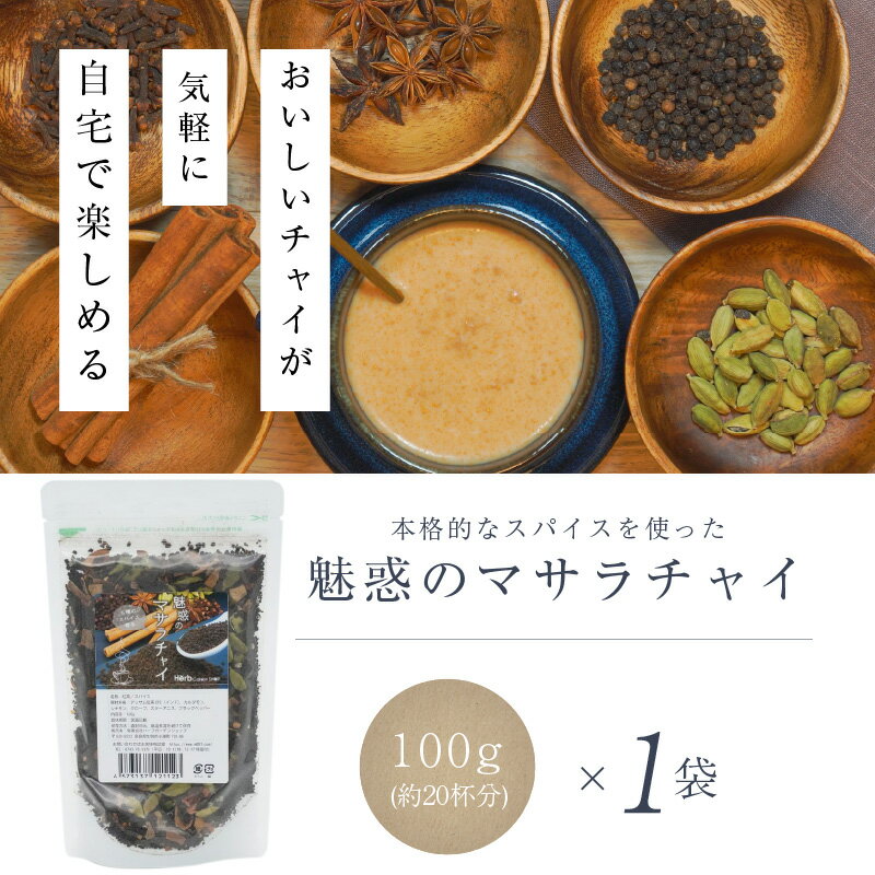 【ふるさと納税】 紅茶 マサラチャイ 100g 約20杯分 1袋 魅惑 ブレンド 茶葉 ミルクティー インドの伝統的な飲み物 本格的なスパイス使用 濃厚なスパイスの香り 香り豊かなままお届け お取り寄せ 送料無料