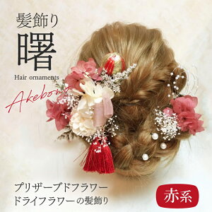 【ふるさと納税】 髪飾り ヘアアクセ ヘア アクセサリー 成人式 卒業式 入学式 結婚式 和装 洋装 花 プリザーブドフラワー ドライフラワー 曙 赤系 Uピン 晴れの日 華やか ヘッドパーツ 送料無料 お取り寄せ