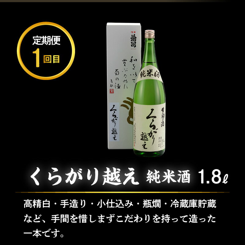 【ふるさと納税】日本酒 定期便 3回 3ヶ月 計 3本 毎月 1本 お届け 1.8L 720ml くらがり越え 生駒山 山鶴 純米酒 吟醸酒 やや辛口 飲み比べ 名酒 冷酒 熱燗 お酒 清酒 アルコール 飲料 お取り寄せ 奈良県 生駒市 送料無料