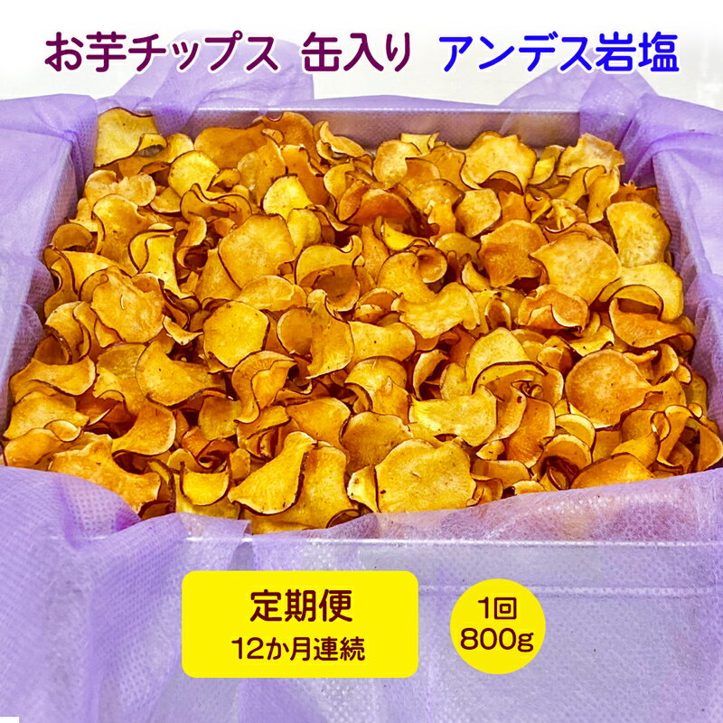 【ふるさと納税】[定期便／12ヶ月連続お届け] お芋チップス缶入り (800g) アンデス岩塩 [1653]