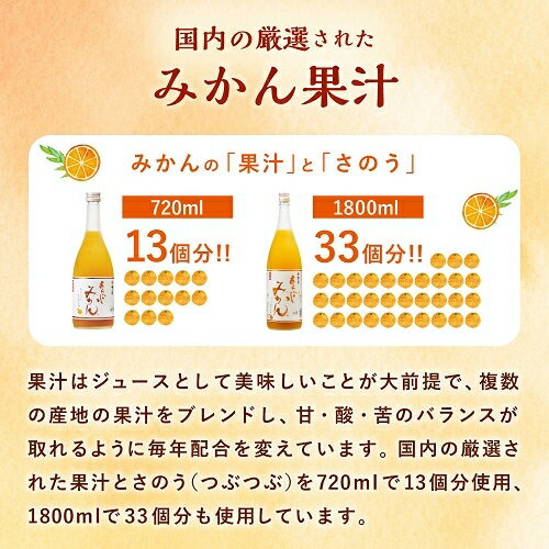 【ふるさと納税】梅乃宿 あらごしみかん 1800ml ／ 果肉 たっぷり つぶつぶ みかん 人気 おいしい