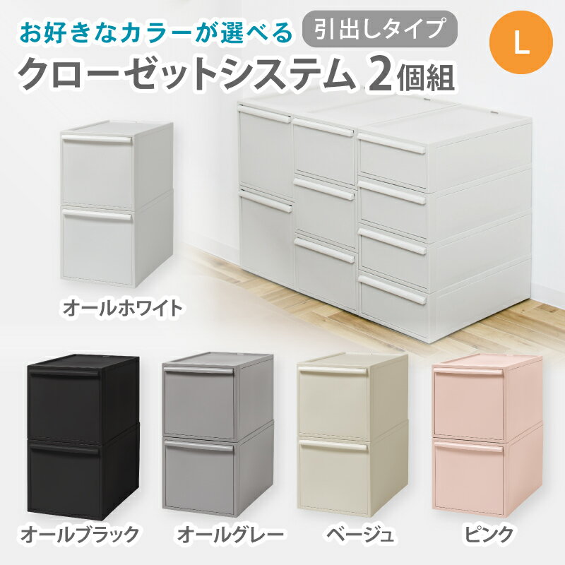クローゼットシステム 引出しタイプL 2個組 CS-D3 2P (5色からお好きなカラーが選べる) / オールホワイト オールブラック オールグレー ベージュ ピンク 収納 ライクイット like-it 奈良県 葛城市[like101]