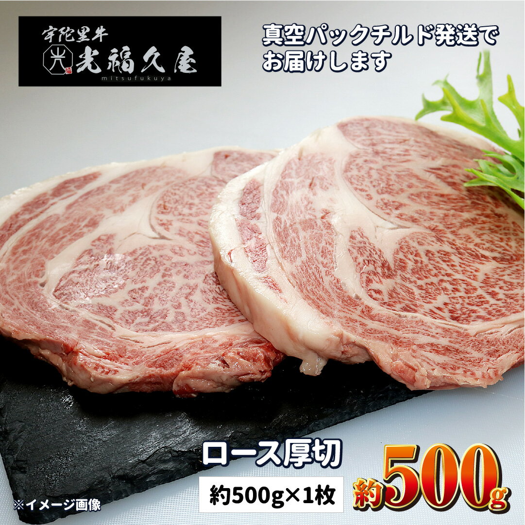 【ふるさと納税】ロース厚切1枚チルド 宇陀里牛 ロース 厚切り 1枚 約500g ／ 光福久屋 ふるさと納税 牛肉 リブロース サーロイン 真空 ド迫力 BBQ キャンプ インパクト 抜群 黒毛 和牛 冷蔵 …