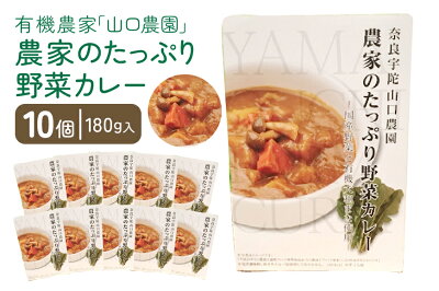 楽天ふるさと納税　【ふるさと納税】農家のたっぷり野菜カレー　10個／山口農園　有機野菜　オーガニック　伝統野菜　レトルト　カレー　キャンプ　奈良県　宇陀市