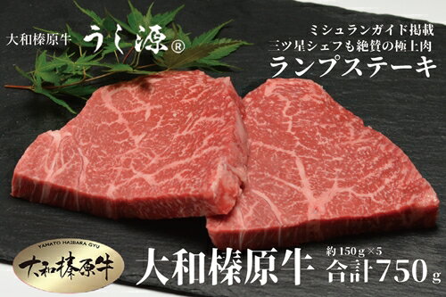 牛肉(ランプ)人気ランク47位　口コミ数「0件」評価「0」「【ふるさと納税】（冷凍） 大和榛原牛 稀少部位 赤身 あっさり もも ランプ ステーキ 150g×5枚 計750g ／ うし源 本店 ふるさと納税 A5 牛肉 お肉 和牛 お取り寄せ 奈良県 宇陀市」