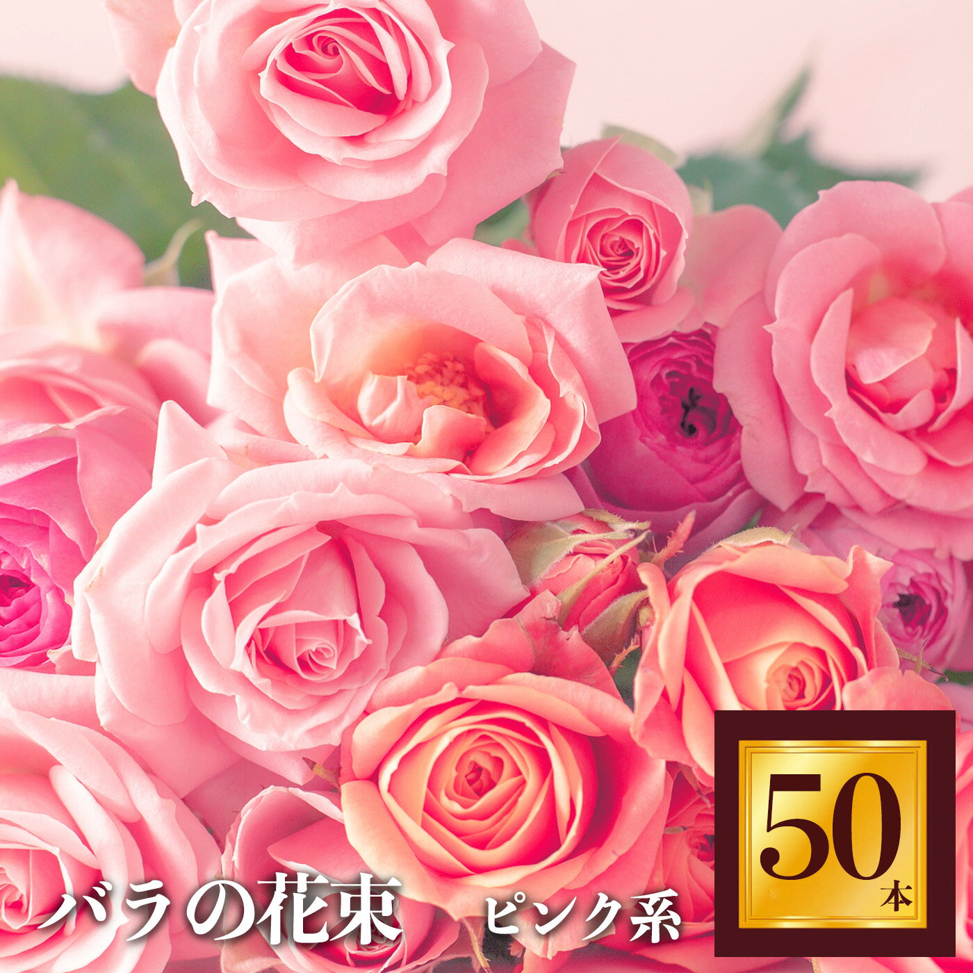 Heguri Rose バラ の花束(ピンク系濃淡 50本)ローズ フラワー 薔薇 新鮮 長持ち 高品質 豪華 綺麗 平群のバラ 花束 平群ブランド 誕生日 記念日 お祝い キュート ピンク かわいい