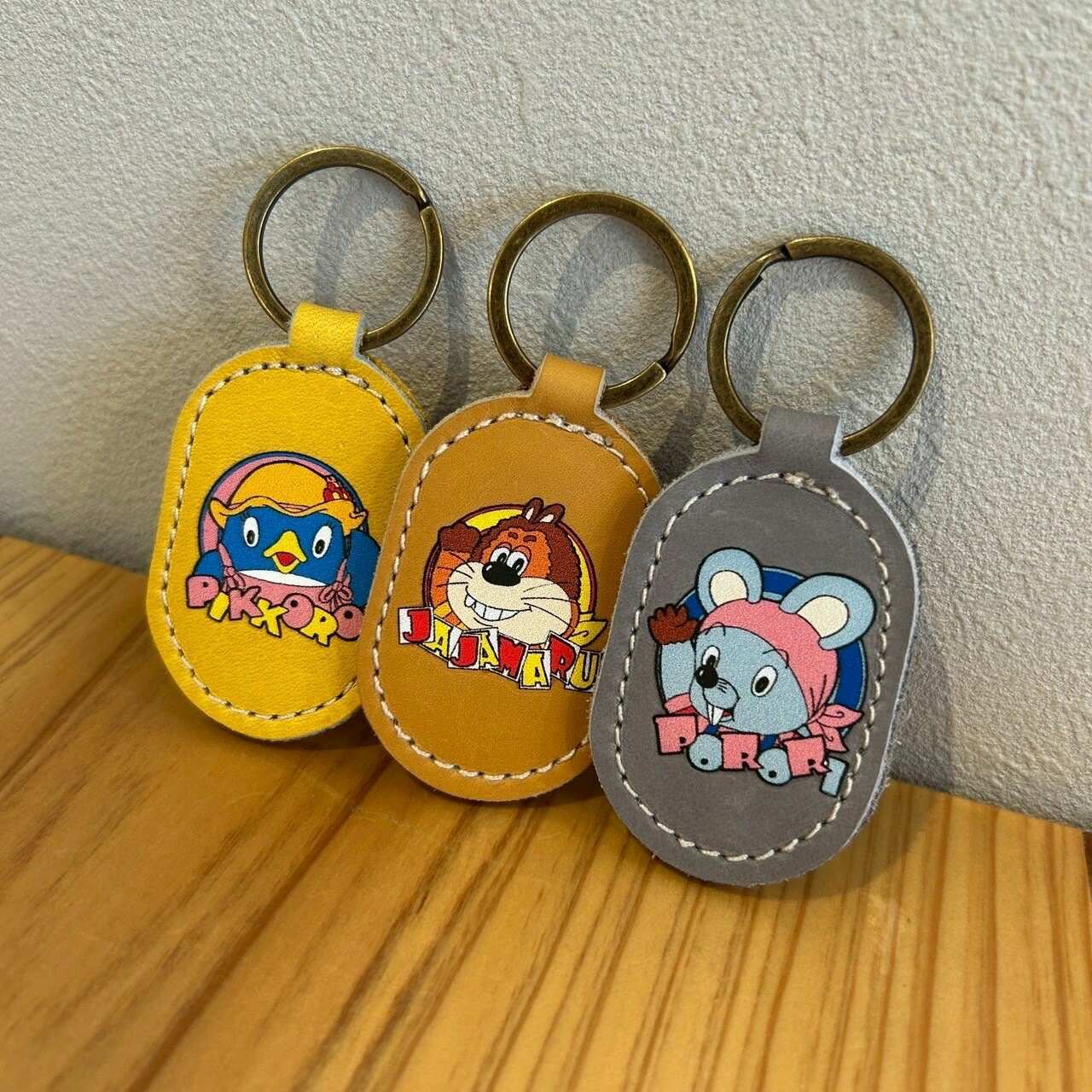 じゃじゃ丸 ぴっころ ぽろり ロゴ レザーキーリング スタジオ じゃぴぽ×JINTO キーホルダー 野球 グローブ 革 革小物
