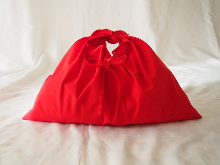 【ふるさと納税】あづま袋 （エコバッグ） カラー レッド Lサイズ 1セット ／ Maco 風呂敷 風呂敷バック 綿ポリ 奈良県 田原本町