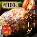 16位! 口コミ数「0件」評価「0」（冷凍） 国産牛肉100％ 食べ応え満点 手作り・手ごね ハンバーグ 1500g ／ 歩商事 自家製タレ 贈答用 ギフト 奈良県 田原本町