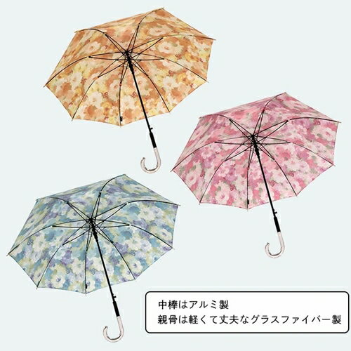 【ふるさと納税】レディース雨傘 長傘 転写花柄プリント マスターフラワー ジャンプ 日本製 ピンク 173501 ／ まちづくり観光振興機構 モダン 高級感 奈良県 田原本町
