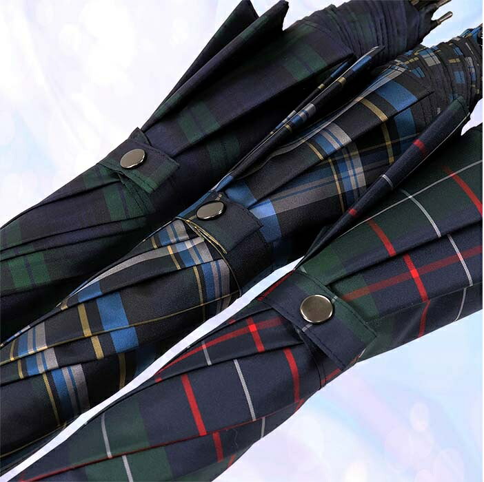【ふるさと納税】メンズ雨傘 長傘 322201 先染チェック ジャンプ 強風対策傘 日本製 ネイビー×グリーンA ／ まちづくり観光振興機構 モダン 高級感 奈良県 田原本町