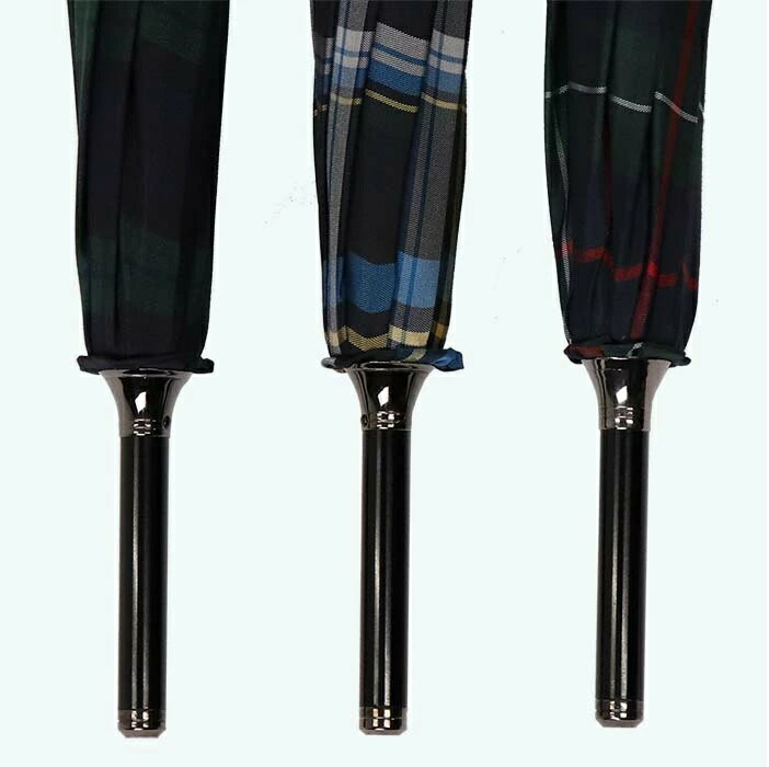 【ふるさと納税】メンズ雨傘 長傘 322201 先染チェック ジャンプ 強風対策傘 日本製 ネイビー×グリーンA ／ まちづくり観光振興機構 モダン 高級感 奈良県 田原本町