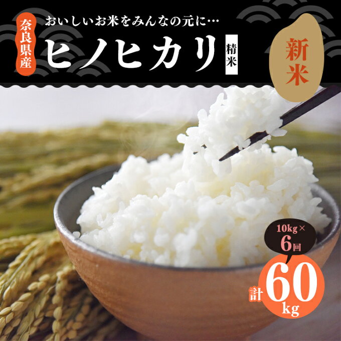 【ふるさと納税】【定期便】 新米 奈良県産 ひのひかり 精米 10kg x6回 合計 60kg 【6回お届け】もっちり もちもち 米 白米 こしひかり 60キロ ※2023年11月発送開始