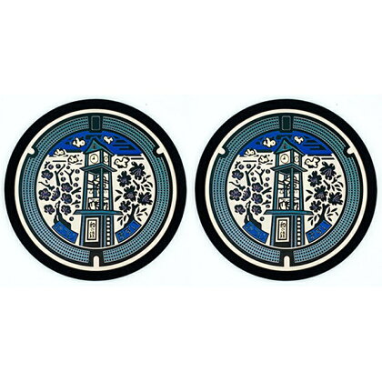 王寺町マンホール チタン製MLコースター2枚組 【雑貨・日用品】