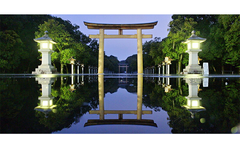 【ふるさと納税】アートパネル　橿原神宮(2)　【 織物 フォトグラファー 下村綱起 撮影 風景 動物 写真 厳選 作品 フェルト 生地 オリジナル インテリア プレゼント 癒し 】