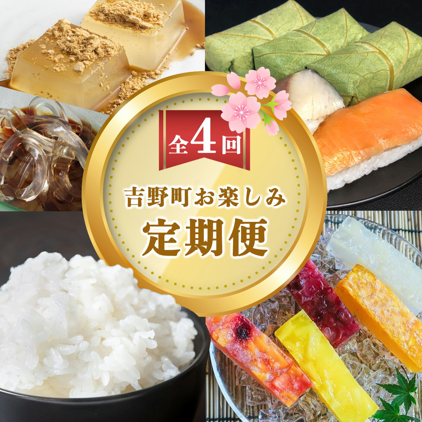 【ふるさと納税】【 定期便 4回 】 吉野お楽しみ定期便 柿の葉寿司 葛菓子 葛バー 葛 米 特産品 奈良県 吉野町のサムネイル