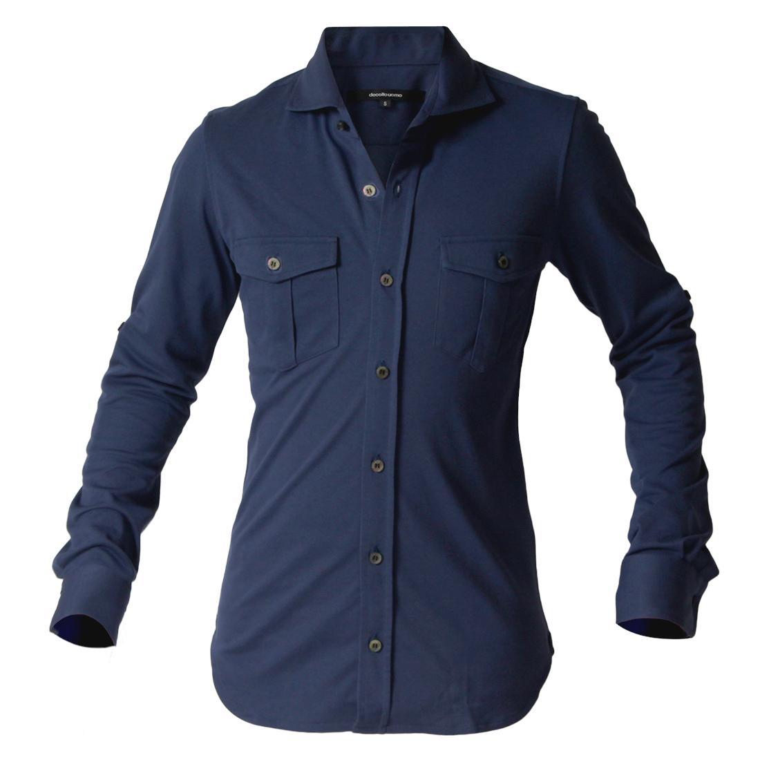 【ふるさと納税】DJS-001 decollouomo メンズパイロットシャツ長袖(生地/コンコルド)ネイビー/Lサイズ | 服 メンズ衣料 ファッション 人気...