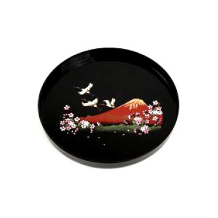 紀州漆器 尺 丸盆 富士に桜 [YS13]