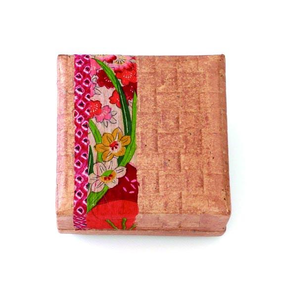 【ふるさと納税】柿渋塗 四つ目箱 針箱サイズ 柿渋布付