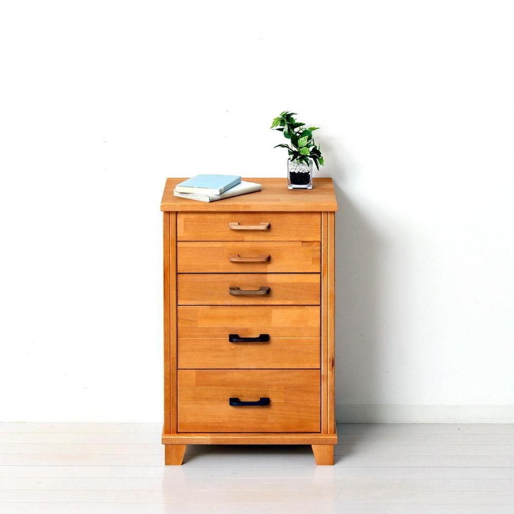 チェスト 5段 約幅40×奥行30×高さ61.5cm ライトブラウン 五段 引出し 5杯 国産 天然木 脚付き シンプル 北欧 日本製 天然木5段チェスト