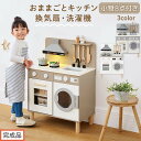 【ふるさと納税】【完成品でお届け】ランドリー付きおままごとキッチン(選べる3色)おままごと キッチン コンパクト おもちゃキッチン ごっこ遊び 光る 音が鳴る 木製 小物セット おなべ フライパン 料理器具 EKANTC001655