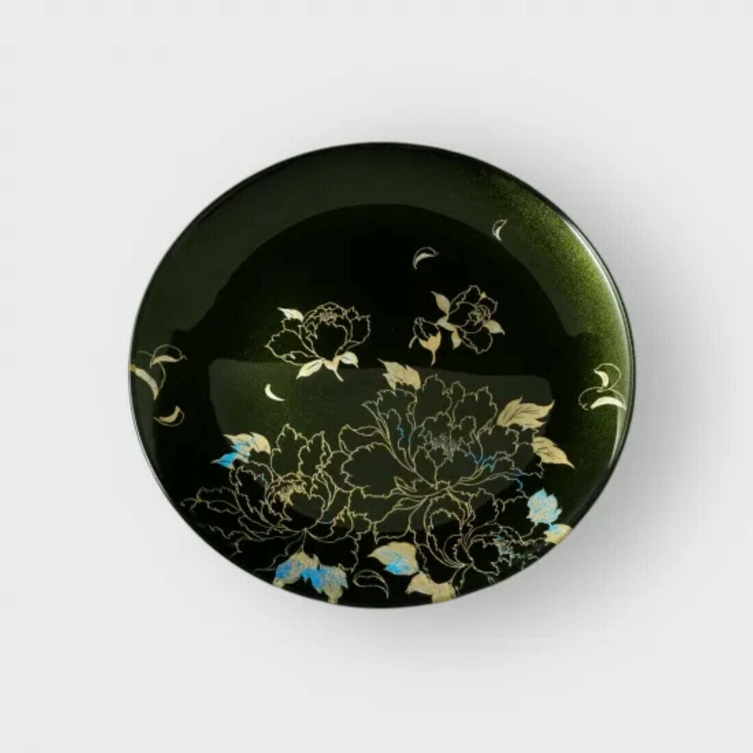 丸小皿 牡丹 梨地グリーン | 食器 パーティ 漆器 工芸品 クラフト 民芸 人気 おすすめ 送料無料 ギフト プレゼント 贈り物
