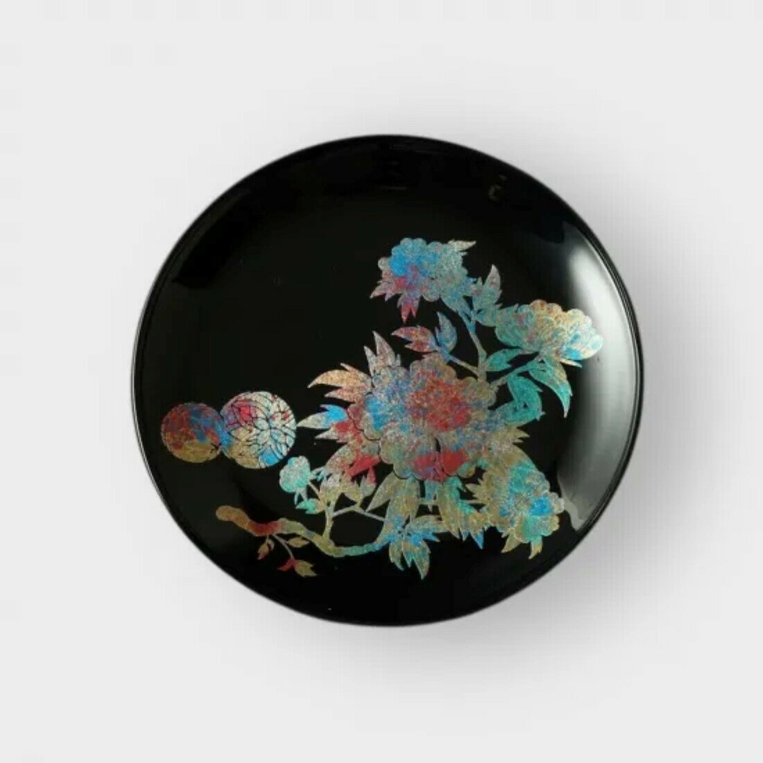 丸小皿 手毬牡丹 漆黒 | 食器 パーティ 漆器 工芸品 クラフト 民芸 人気 おすすめ 送料無料 ギフト プレゼント 贈り物