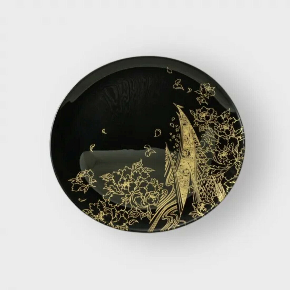 丸小皿 登り孔雀 漆黒(金) | 食器 パーティ 漆器 工芸品 クラフト 民芸 人気 おすすめ 送料無料 ギフト プレゼント 贈り物